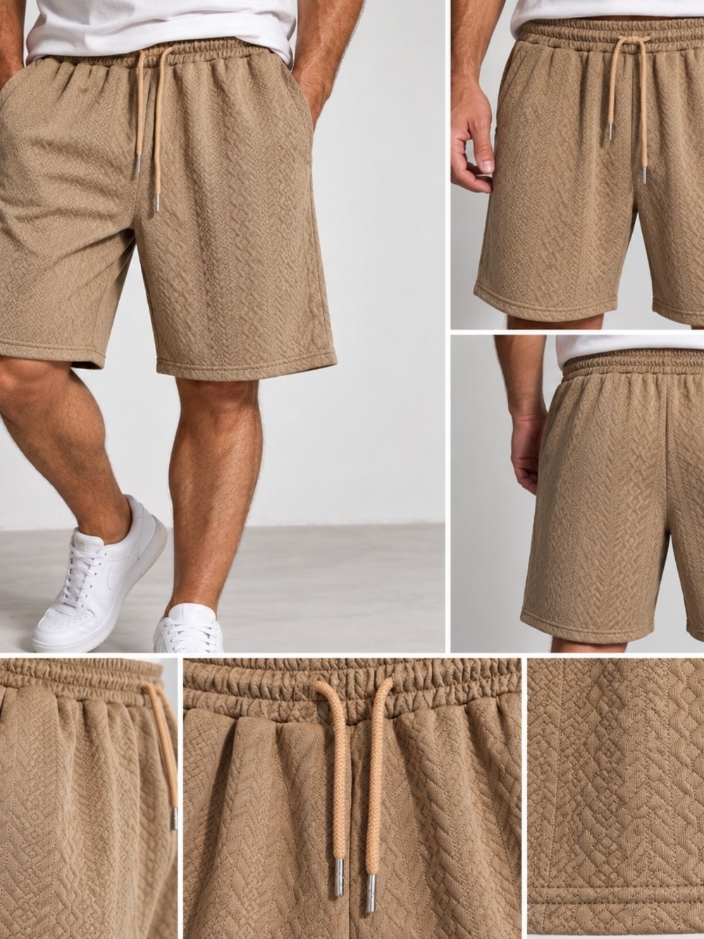 Men's Quilted Drawstring Shorts - Taupe